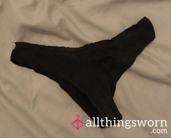 Simple Black Thongs XS Cotton