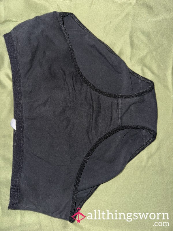 Simple High Waisted Black Cotton Panties (can Customize)