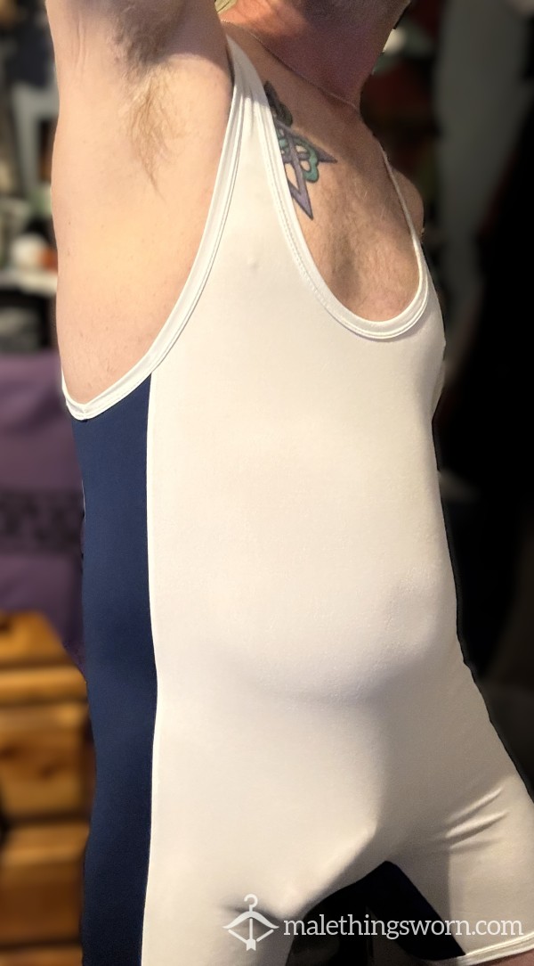 Singlet - White W/Blue Sides - Size M (1)