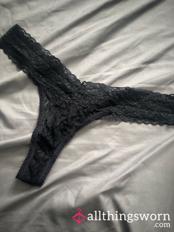 Sissy Black Lace Thong - Size Large