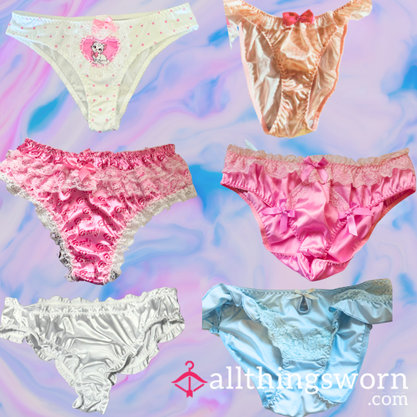 Satin Play Panties – Dirty, Wet & Ready To Be Sniffed 🩷