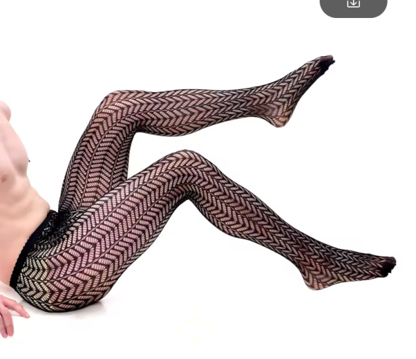 Sissy Men's Black Net Tights Pantyhose - Crossdress Roleplay