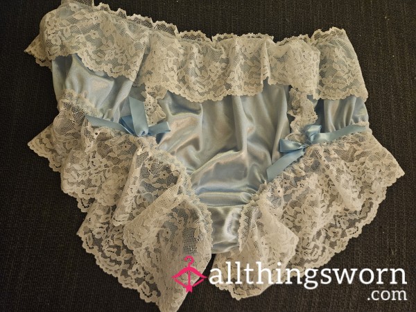 Sissy Pantaloons Blue With White Lace Size Xl
