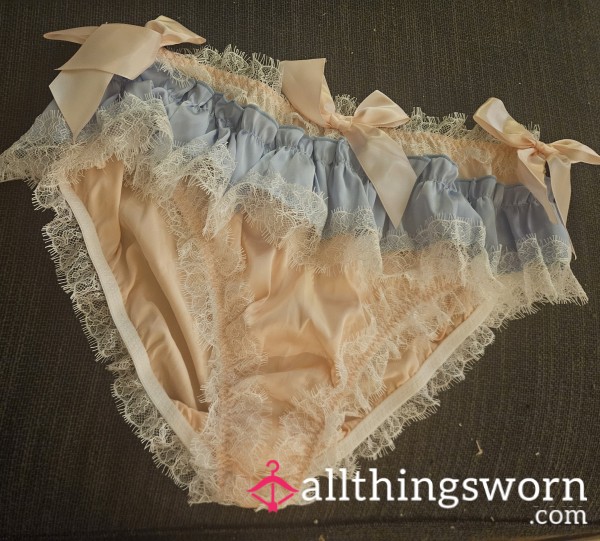 Sissy Pantaloons Pink And Blue Satin Like With Lace Extra Large