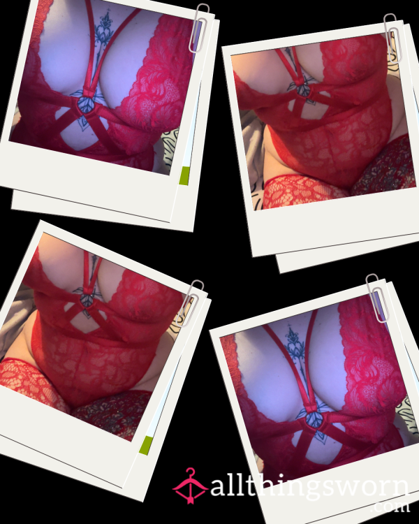 Red Lace Bodysuit – Worn & Unwashed ❤️ (UK 16/L + Delivery Included)