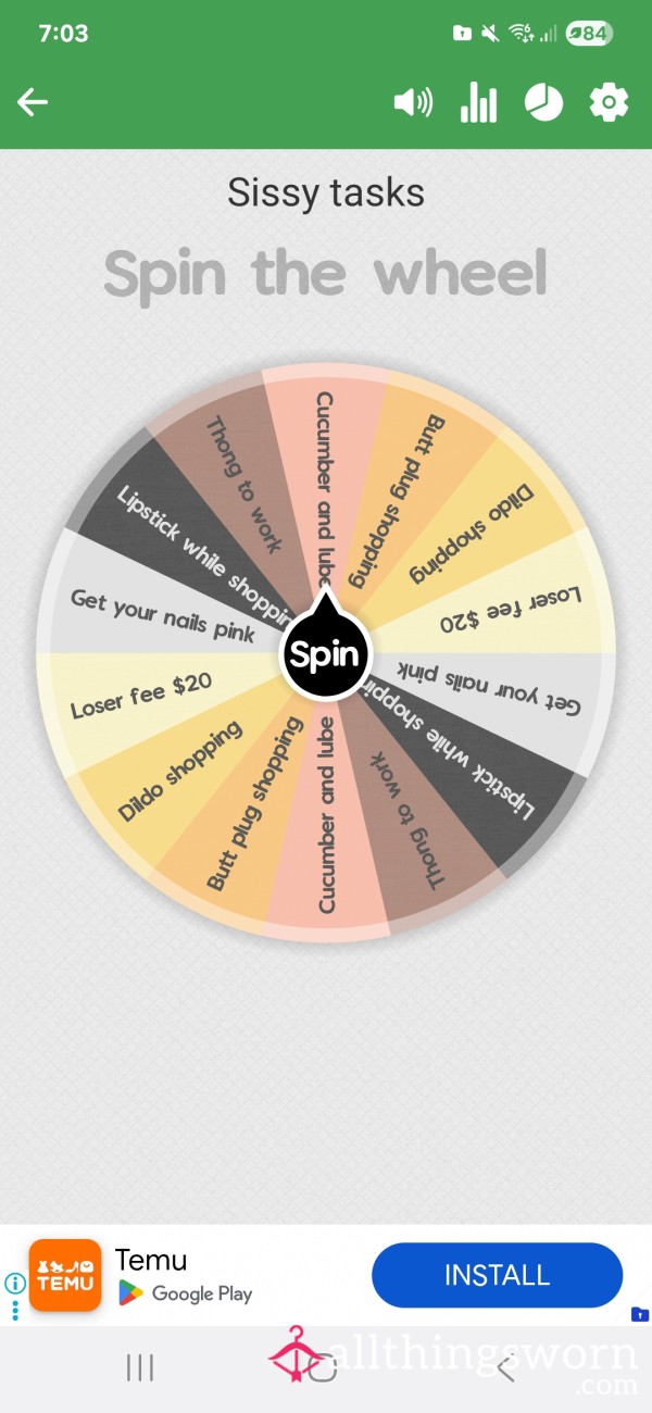 Sissy Tasks Spin The Wheel