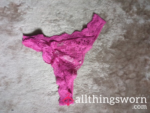 Size 10, Pink Thong Worn For 24 Hours, Full Body Workout, Strong Scent