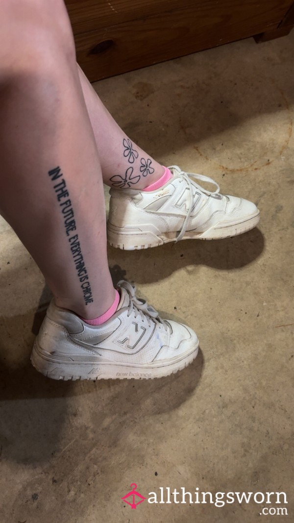 Goth Girl’s Size 11.5 Filthy White New Balance Sneakers Worn Years