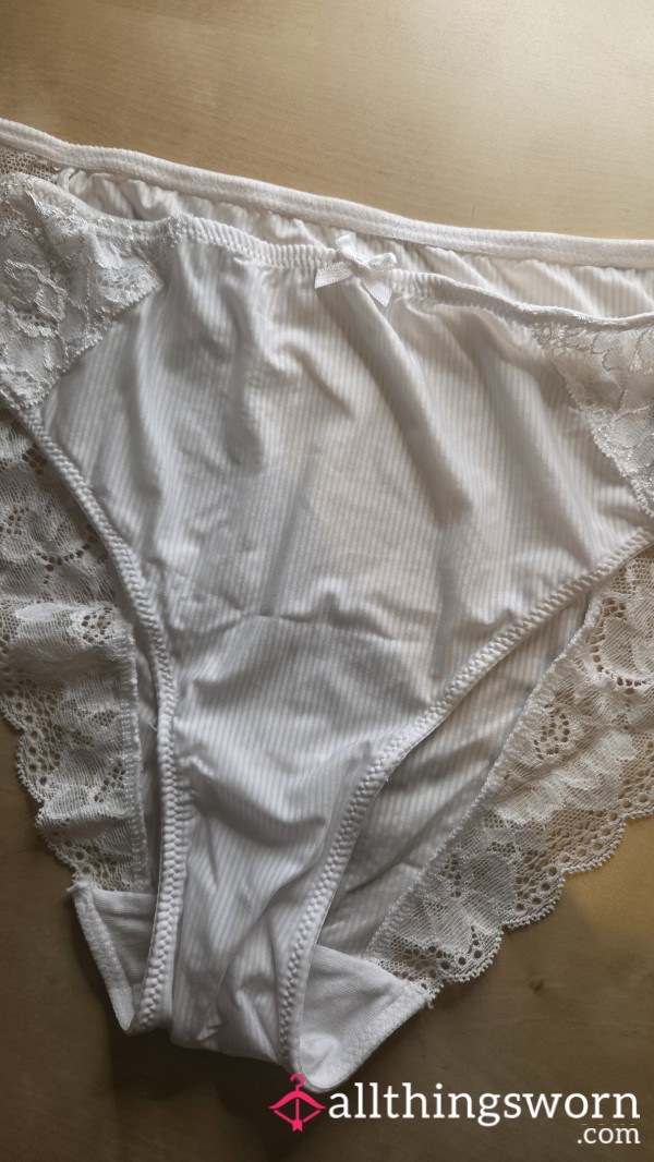 Size 14 White Lace Panties (well Worn)
