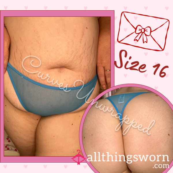 💙 Size 16 Sheer Blue G-String | Tiny Back, Thick Curves & Cheeky Tease 🍑