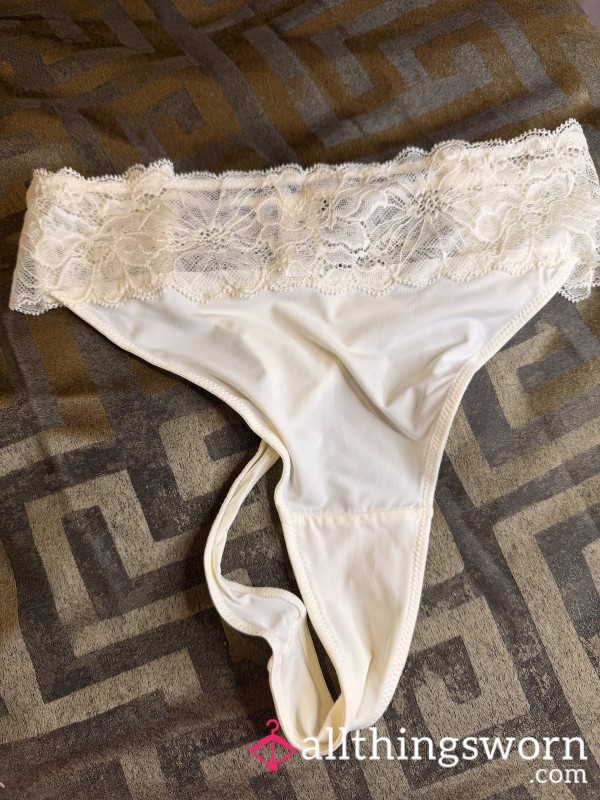 Size 20 Satin White Thong Plus Size