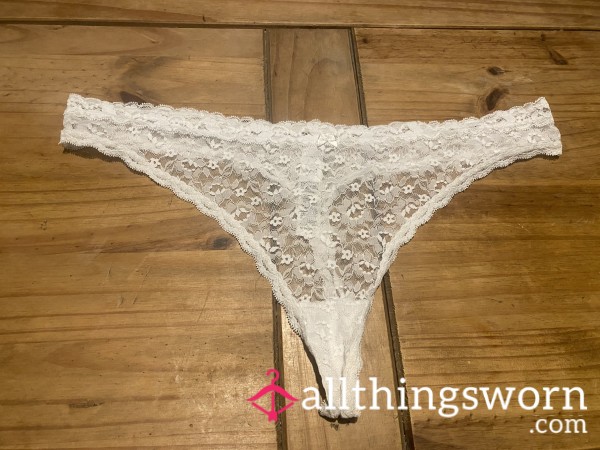 Size 20 White Lace Thong