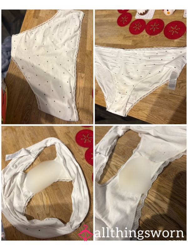 Size 22, 4 Day Worn Polka Dot Panties- Full Back Panties