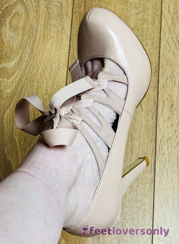Size 3 Nude Ribbon High Heels