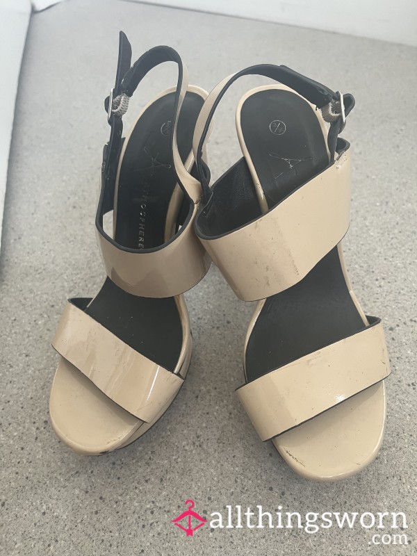 Size 3 Retired Night Out Heels - Shiny Nude Patent