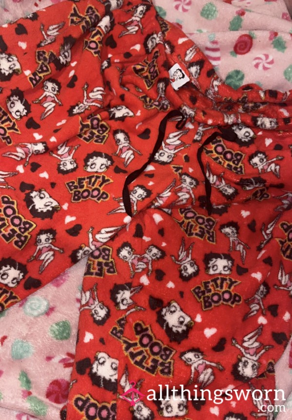 SIZE 3X Betty Boop Plus Size Soft Fuzzy Furry Red Plush Pajama Pants 🍓💗