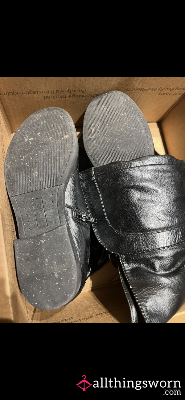 Size 8 1/2 Old Dirty Knee High Black Boots