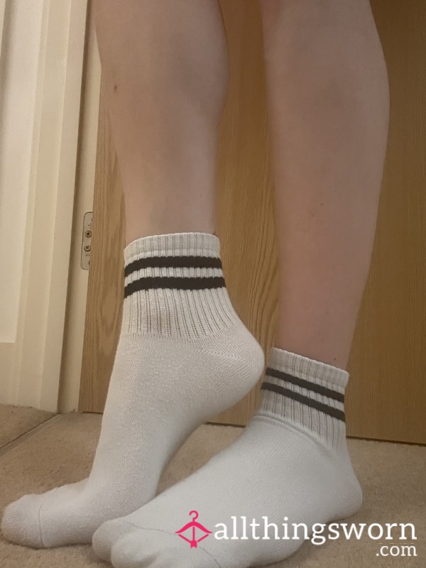 Size 8 Feet- White Socks Worn For 10 Hours