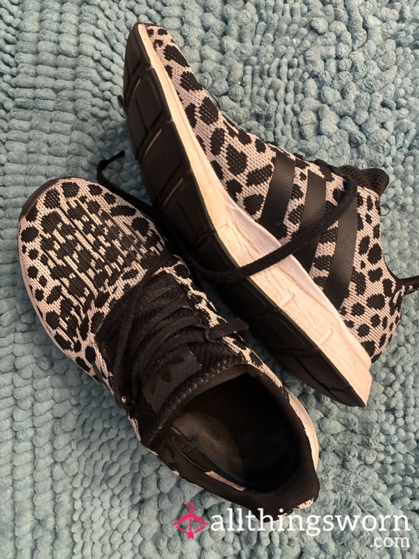 Size 9 Adidas Leopard Print Sneakers – Dingy, Sweaty, Everyday Warriors! 🐆🏃‍♀️