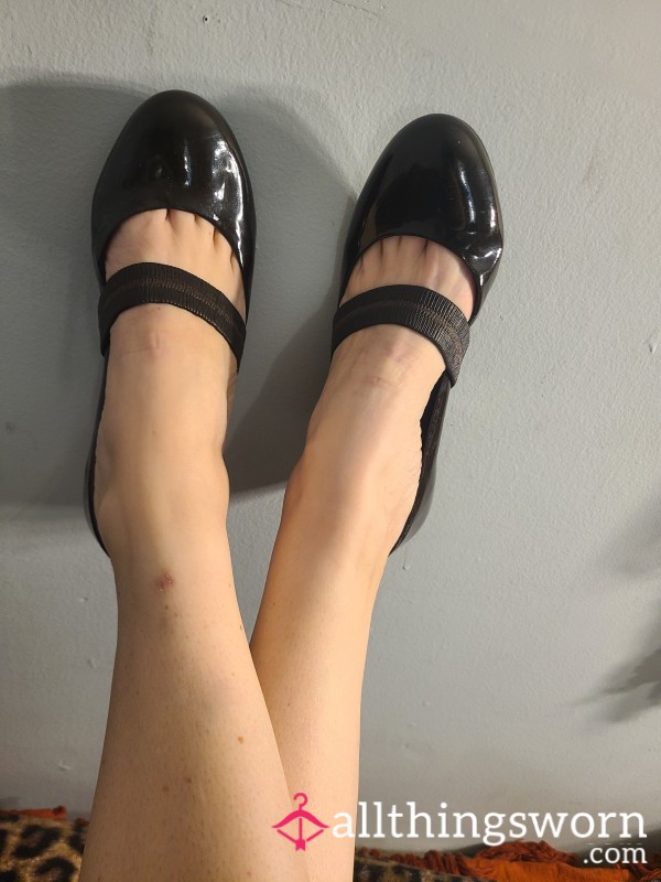 Size 9 Gianni Bini Brown Shiny Strap Wedge Mary Jane Shoes