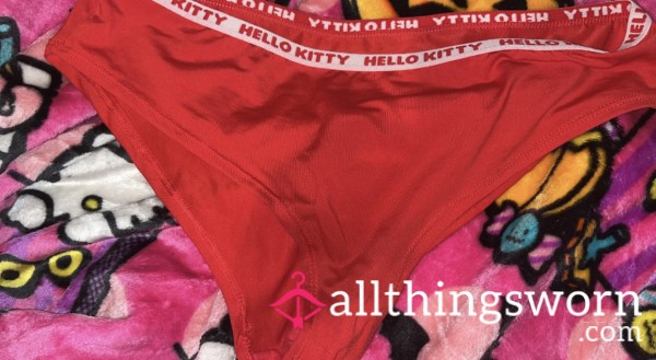 (Size L) Hello Kitty Branded Red Panties 🎀🐈‍⬛(48 Hr Wear)