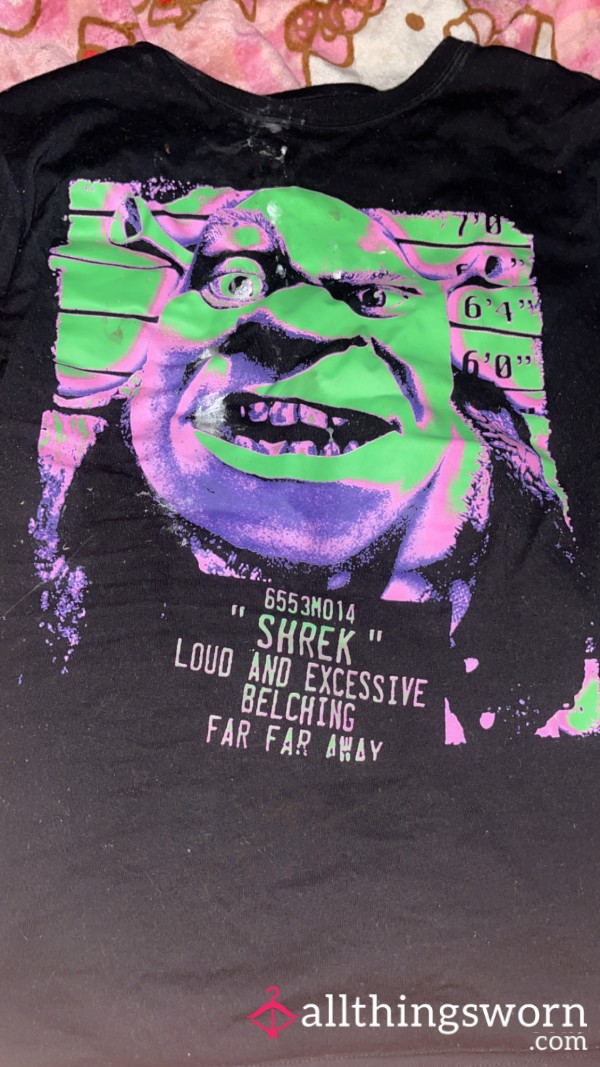(Size L-XL) Toothpaste Stained, Women’s Funny Shrek Mugshot Shirt 🤣🤣🖤 (smells Like BO)