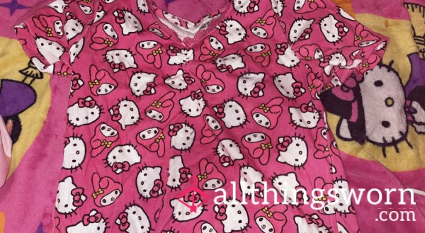 (Size Large, Fits Like A Medium) Super Adorable Hello Kitty And My Melody Hot Pink Coquette Blouse Top 🌸💖💋