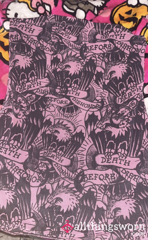 (Size Large-XL) Ed Hardy Strapless Tube Top Pink And Black Y2K Mini Dress 🐇🎀