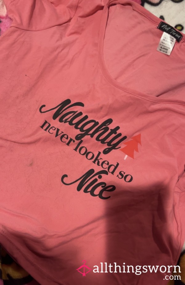 (Size Large) Xxxmas Christmas S**xxy Cropped Top Naughty Never Looked So Nice (very Loved) 🐇🎀