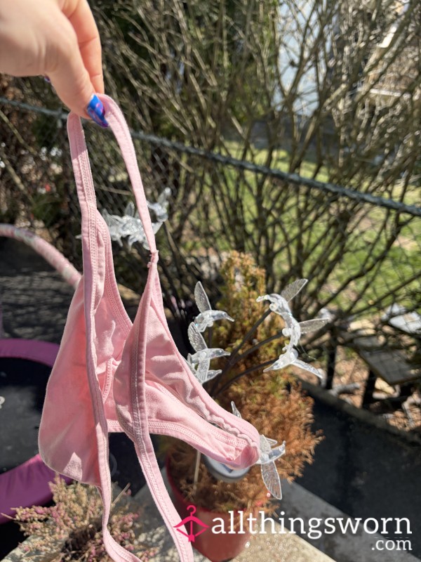Size M Pink Cotton Thong
