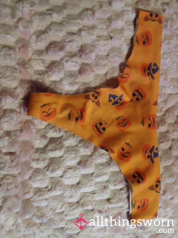 Size Medium Thong With Pumpkins On It 💙 Pre Worn Just For You!