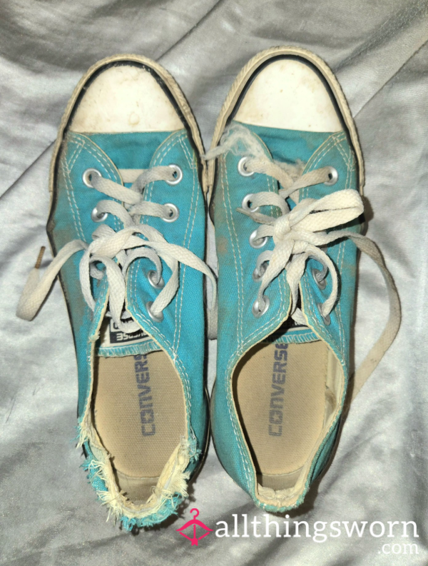 Size W6 Teal Converse - Well Worn