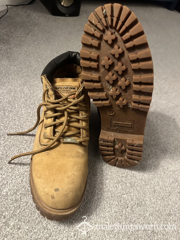 Skechers Waterproof Well Used Boots Brown Tan Sand Coloured Size 10