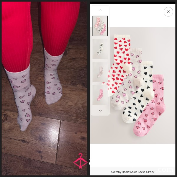 Sketchy Heart Ankle Socks 4 Pack