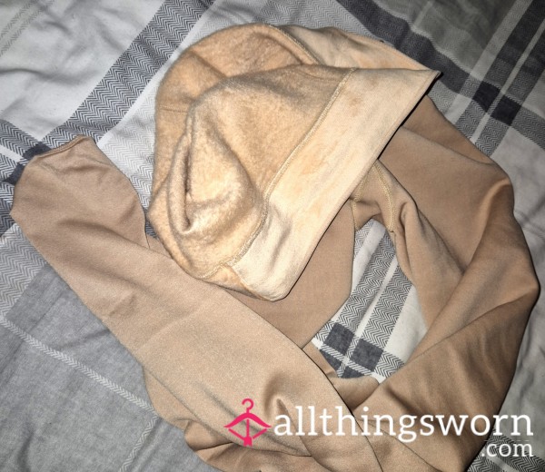 Skin-Coloured Fleece-Lined Tights 🤍🔥 Worn & Cozy