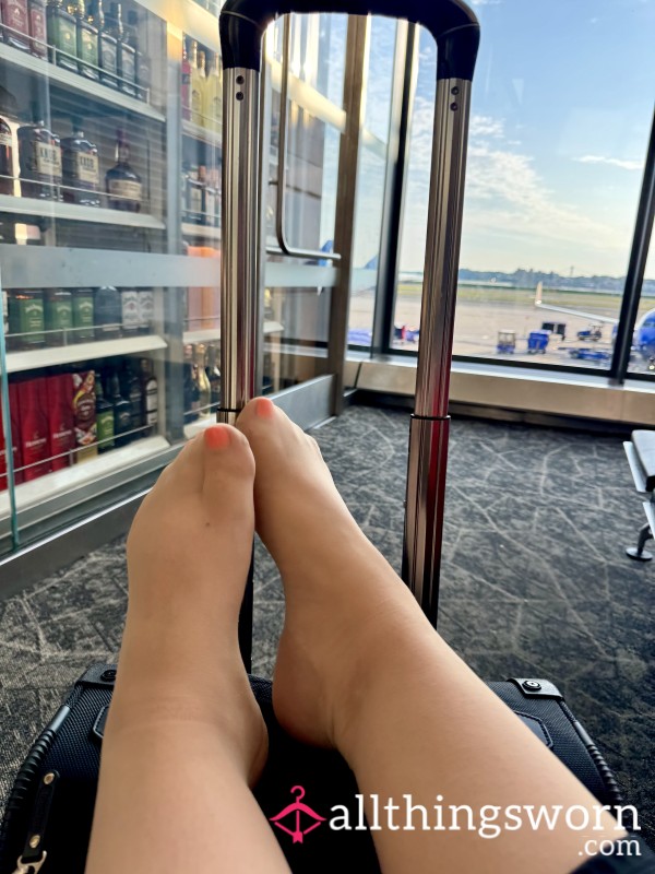 Skin Toned And Skin Worn In Flight Pantyhose