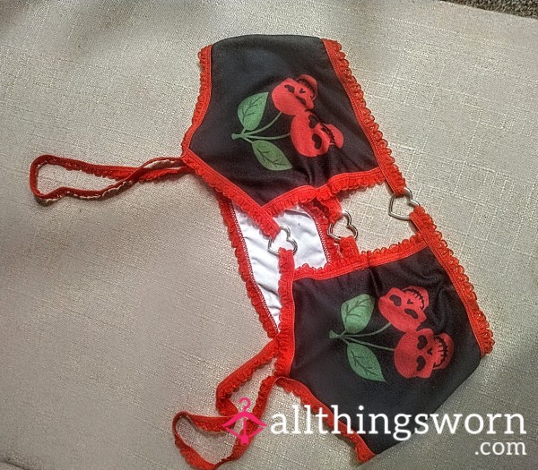 Skull Cherry Print With Heart Charms