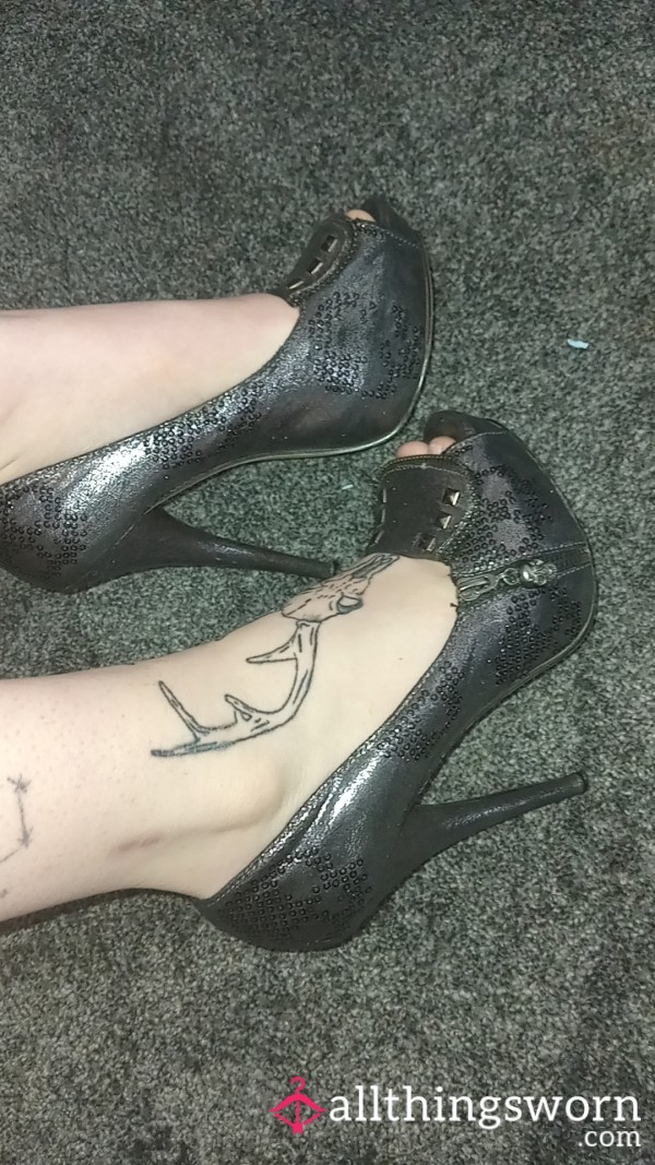 Skull Sequin Heels