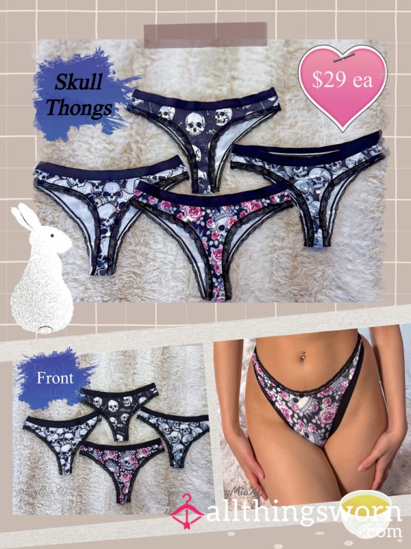 Skull Thongs, Worn By Mia, 19, Exotic College Cutie Slim With A Fat A**