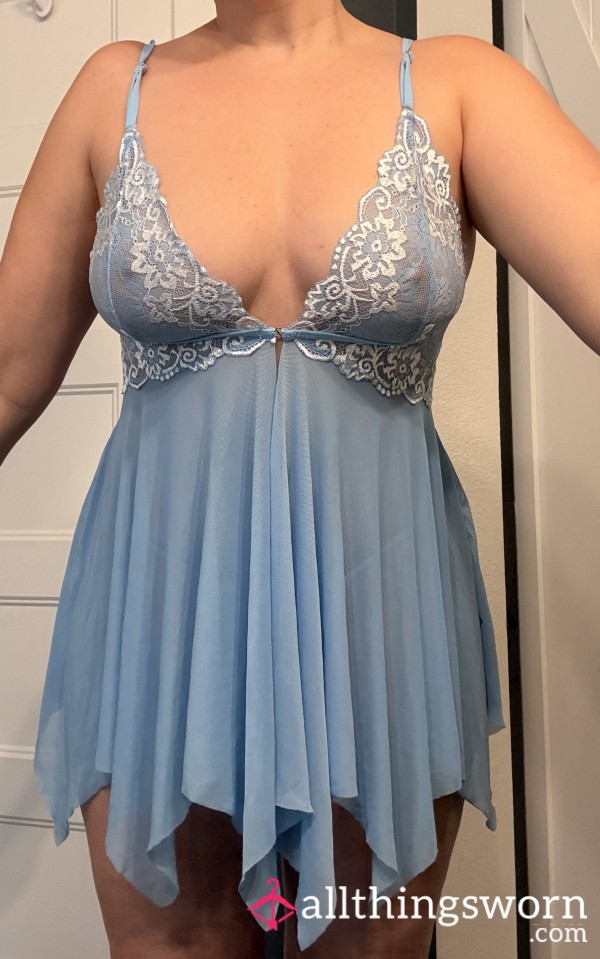 Lila's Sky Blue Babydoll + G String
