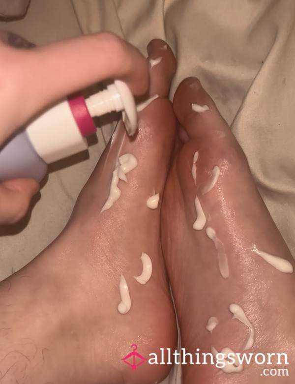 Slathering My Bare Feet With Vanilla Lotion