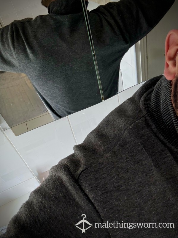 SLAZENGER MARL GREY SWEAT ZIP SHIRT JACKET ARMPIT SWEATED & SKUNK… 💪🏽🤪👍🏽🥵💧💧 👅 📦 🤪✅