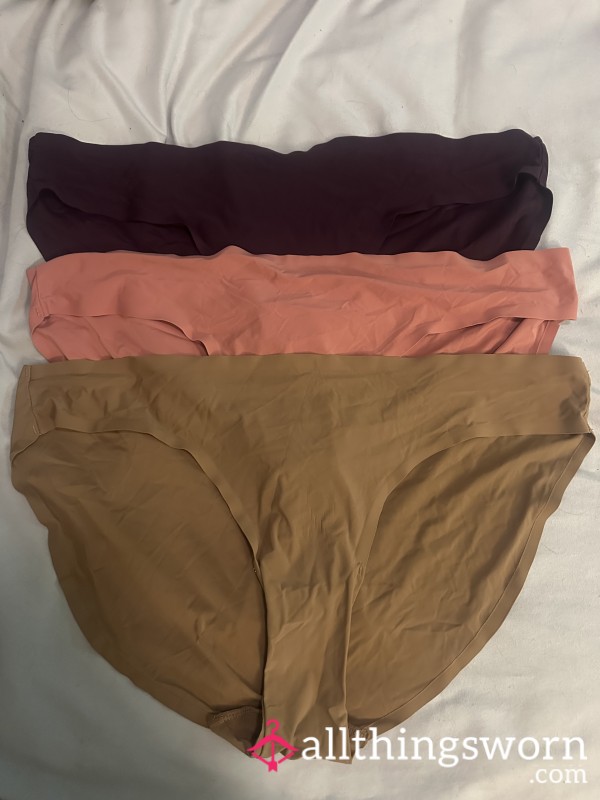 Slippery Silky Cheeky Panties- Purple, Salmon Or Tan- 2 Days Wear Included
