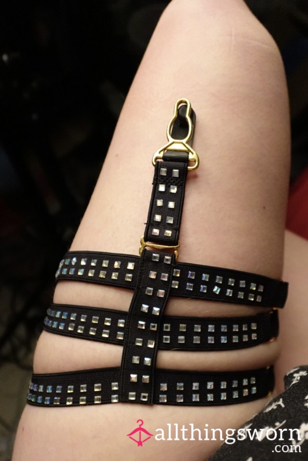 Sl*tty Sissy Diamanté Stocking Garter Suspenders