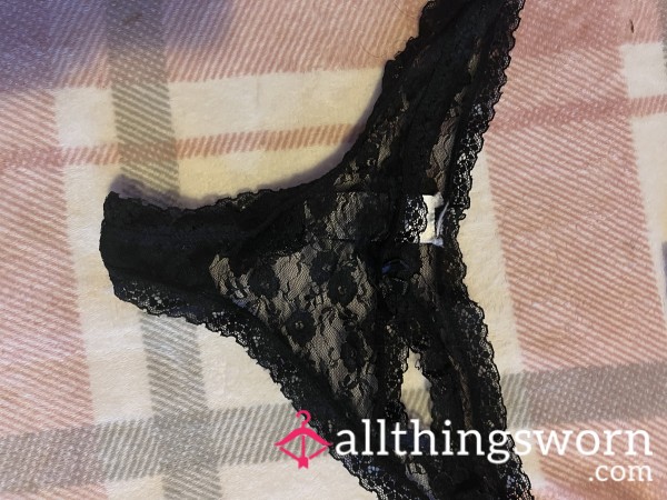 Small Black Lace Thong