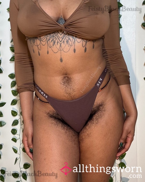 Small Brown Cotton Bikini Panties (Hairy, All Natural, Hairy Pu**y, Hairy Bush, Hairy A**, Strong Scent, Musty, Workout, Sweat, Masturbation)