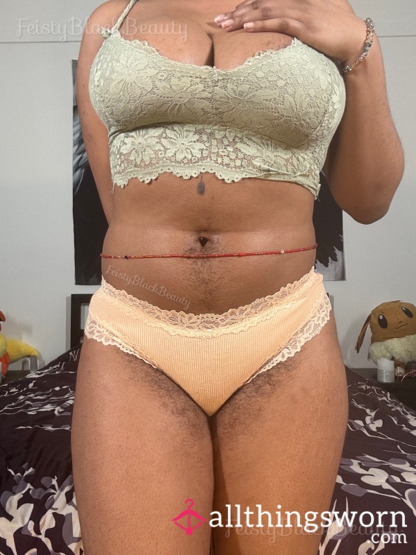 Small Brown Cotton Cheeky Panties (Hairy, All Natural, Hairy Pu**y, Hairy Bush, Hairy A**, Strong Scent, Musty, Workout, Sweat, Masturbation)