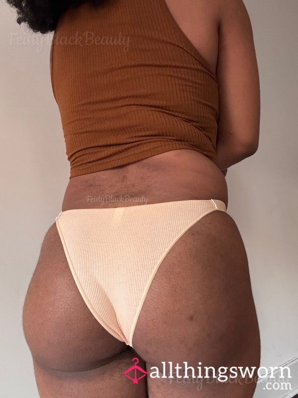 Small Cream Cotton Bikini Panties (Hairy, All Natural, Hairy Pu**y, Hairy Bush, Hairy A**, Strong Scent, Musty, Workout, Sweat, Masturbation)