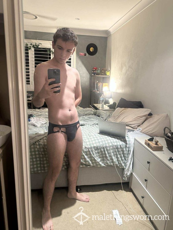 Small Faux Leather Jockstrap With Metal Detailing