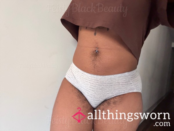 Small Gray Cotton Brief Panties (Hairy, Hairy Bush, Hairy A**, Hairy Pu**y, Custom Wear, Wild Bush, Strong Scent, Add Ons, Masturbation, Sweaty, No Shower)
